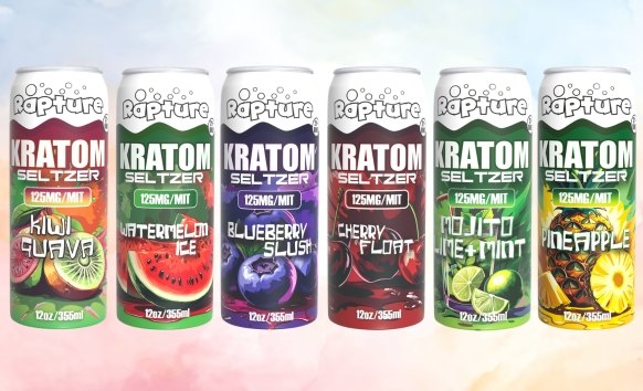 Compare kratom seltzer strengths — Rapture 125mg MIT cans