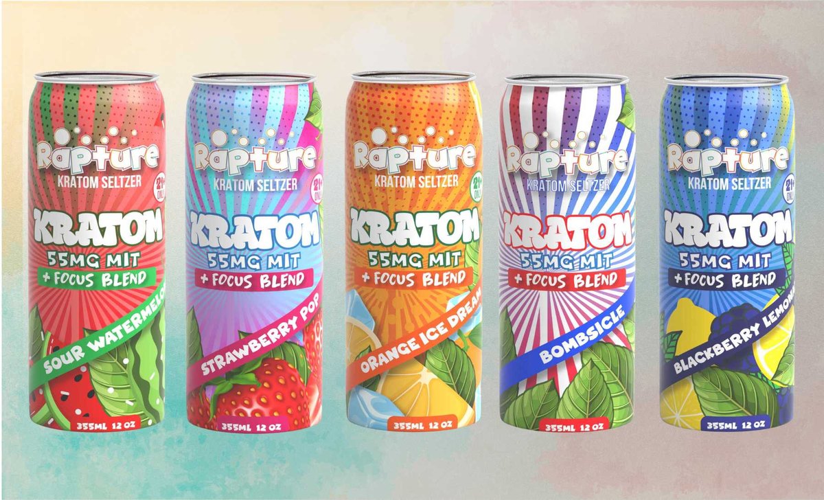 Buy 55mg MIT + Focus kratom seltzers online — Rapture 12oz cans